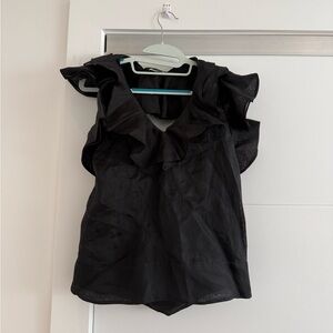 Monique Lhuillier Black Ruffle Top (New With Tags)